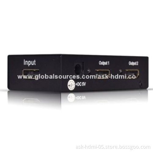 HDMI 1x2 Splitter, Supports 3D, 5V DC/1A Power Supply